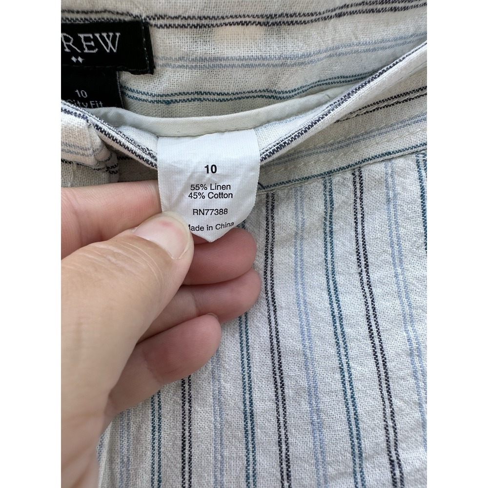 VTG J. Crew Women's Size 10 White‎ Striped City Fit Shorts Casual Pockets - Picture 8 of 16